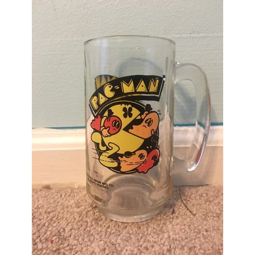 Vintage Pac-Man Glass Beer Mug- Collectible